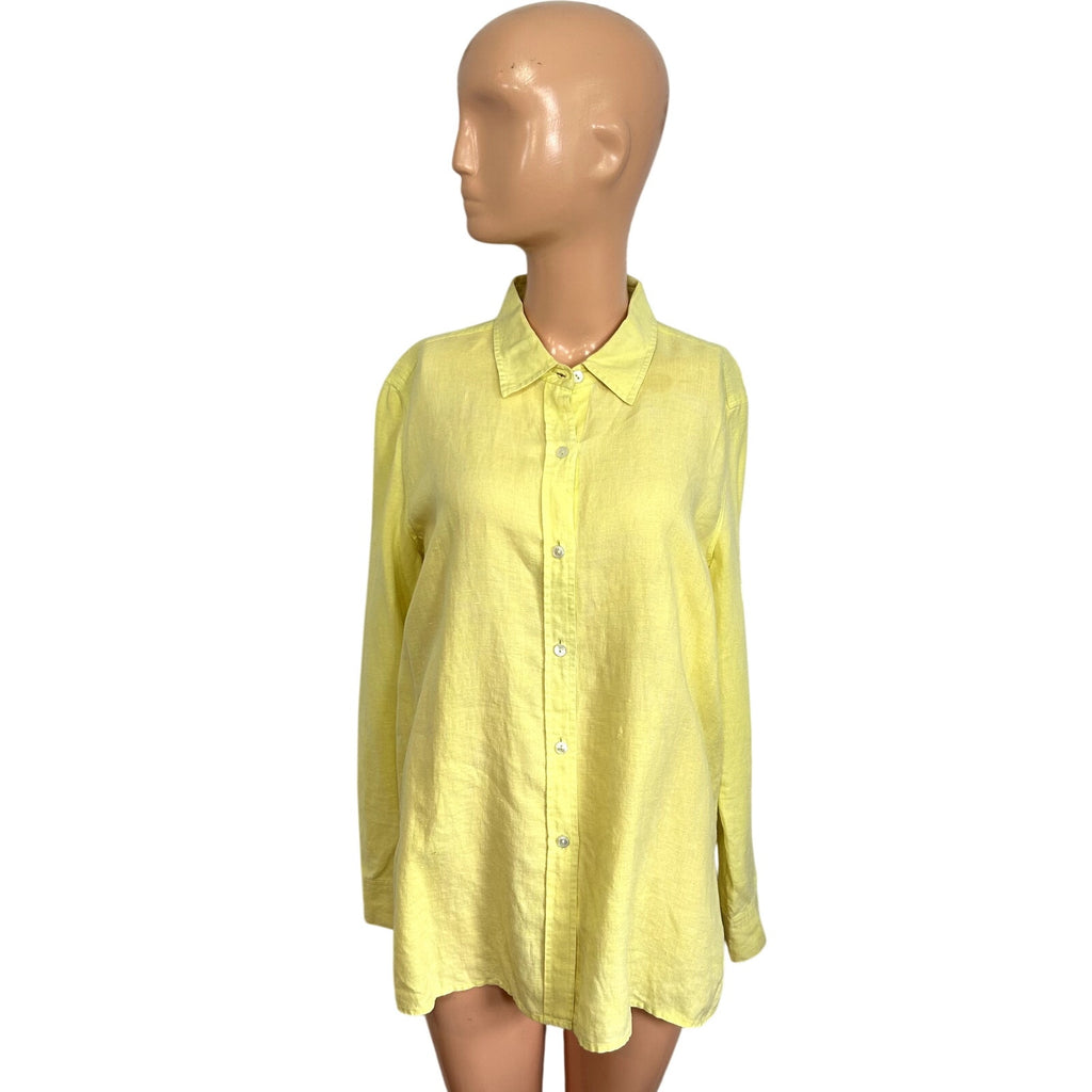 Real Clothes 8 Yellow Blouse Irish Linen French Seams Minimalist Quiet Luxury