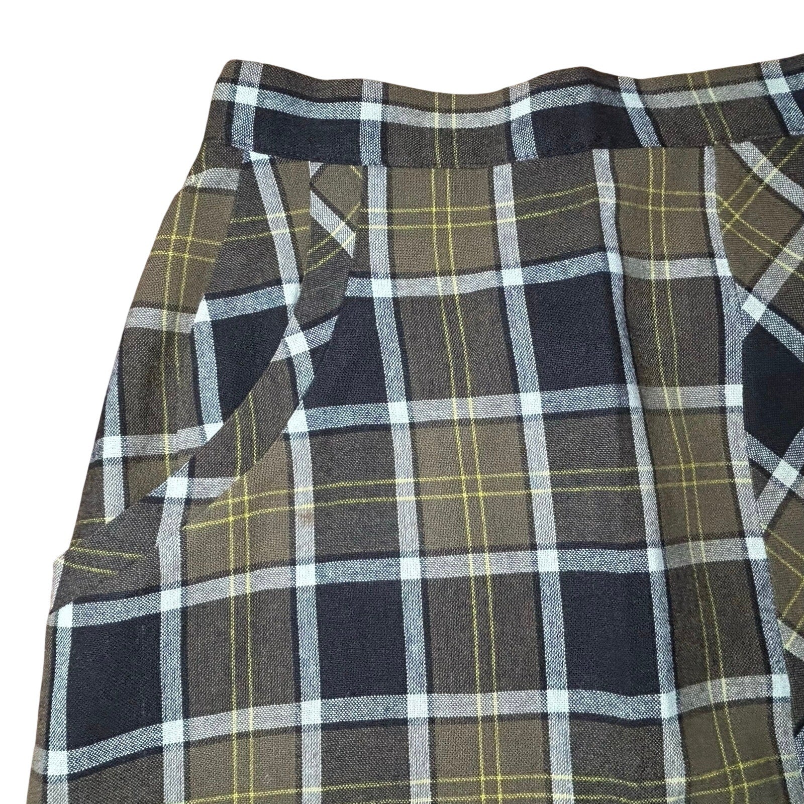 VTG 50s Graff Brown Plaid Wiggle XS Skirt Retro Preppy Dark Academia Twee Casual