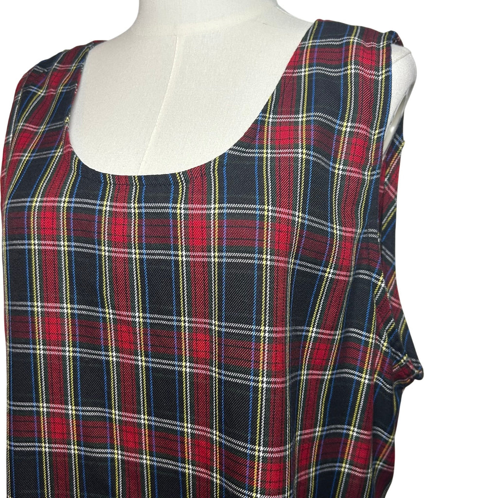 Willow Ridge Red Green Plaid Sleeveless Tartan Dress PXL Grunge Dark Academia
