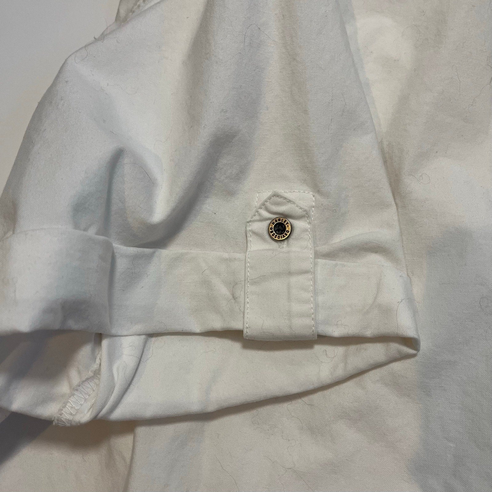 VTG 90s Harley Davidson 3XL White Button Down Shirt Short Sleeve Biker Grommet