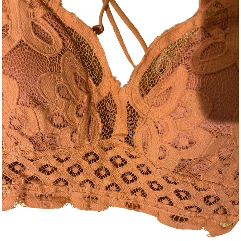 Zenana Boho Floral Lace Smocked Bralette Size XL Yellow Festival Coquette Fairy