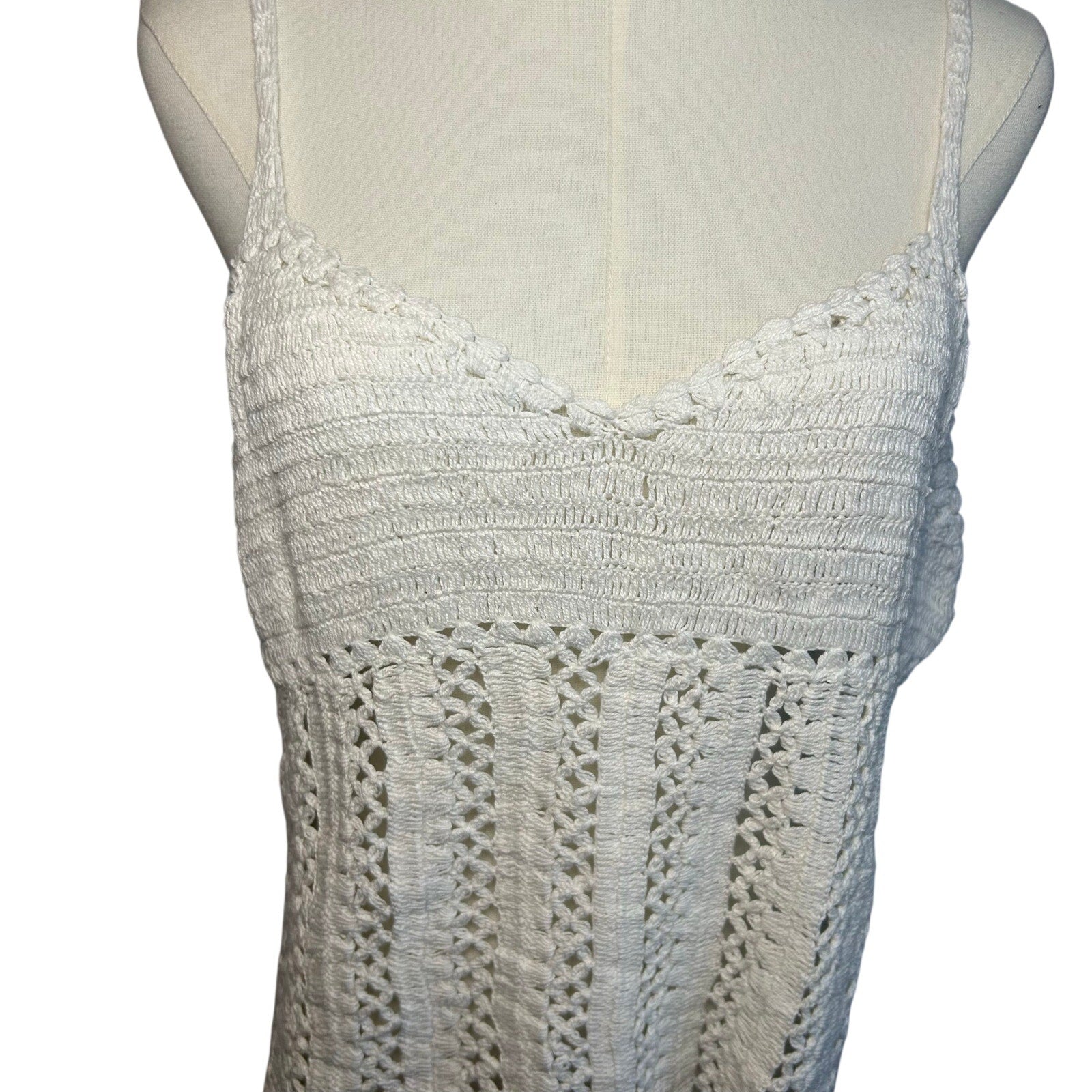 NWT VTG 90s Raiment Fashions Cotton Crochet Scalloped Tank Whimsygoth Boho NOS