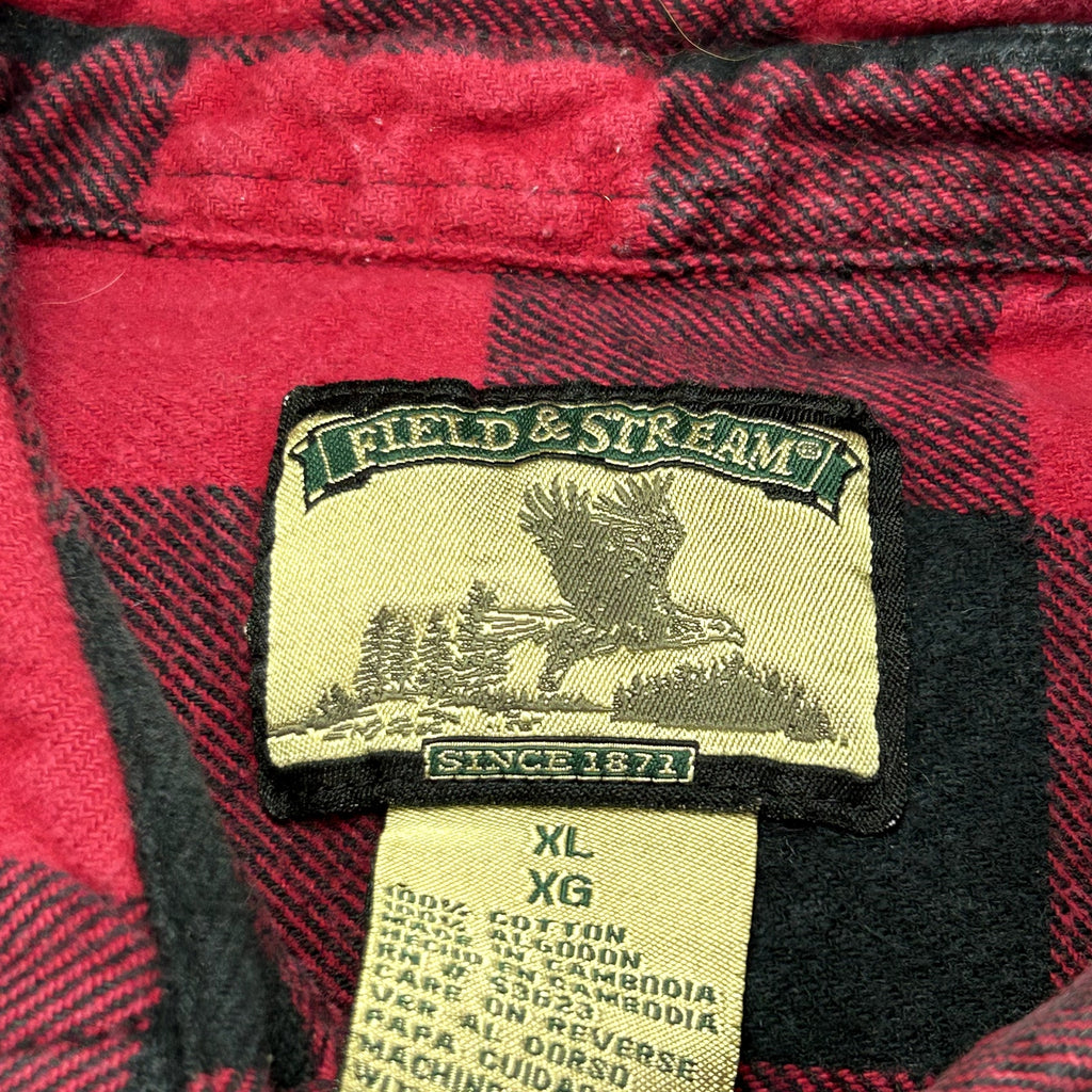 Field & Stream XL Red Buffalo Plaid Heavy Cotton Flannel Grunge Gorpcore Shirt