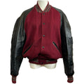 VTG 80s DeLong Archival Varsity Letter Jacket Maroon Black Leather 42 Grunge